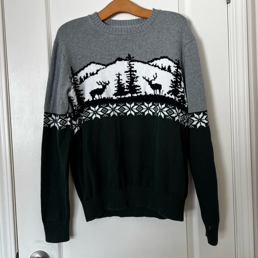 St. John's Bay Gray and Black Crewneck Sweater